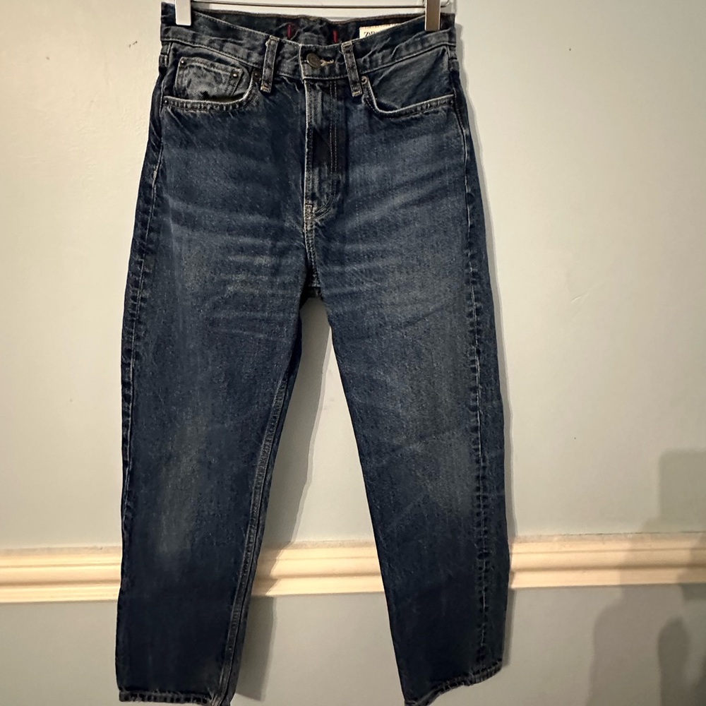 Zara High Rise Dark Blue Jeans